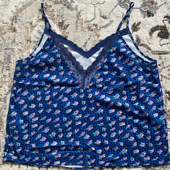 Plus Size Lace & Floral French Style Tank Top Vibrant Blue Green Purple - Picture 8 of 16